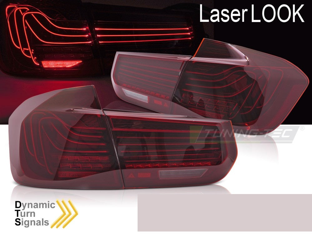 BMW F30 sedan med LED laser-baklykter i rød montert på bilen