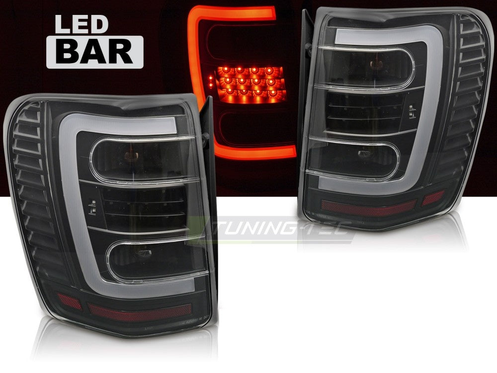 Baklykter LED svart Jeep Grand Cherokee WJ nærbilde av lyseffekt