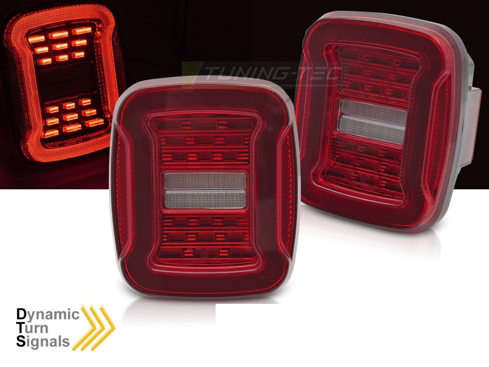 LED baklykter Jeep Wrangler YJ TJ 1991–2006 rød hvit sett bakfra