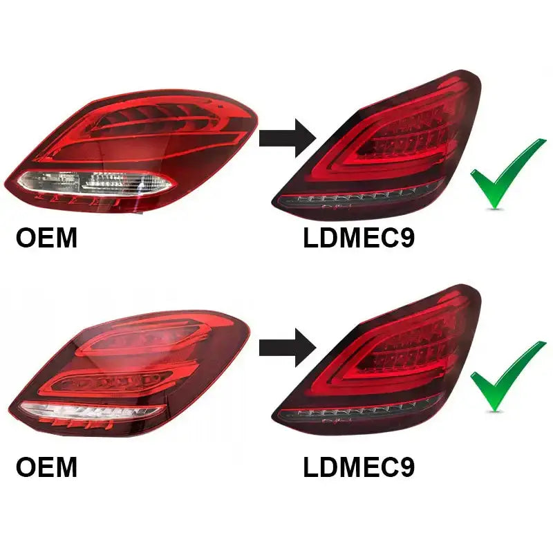 Baklykter Mercedes C-klasse W205 14-18 Red White Seq Led - 5