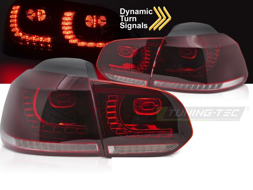 Volkswagen Golf 6 baklykter LED rød/hvit dynamisk blinklys nærbilde av lyktehus