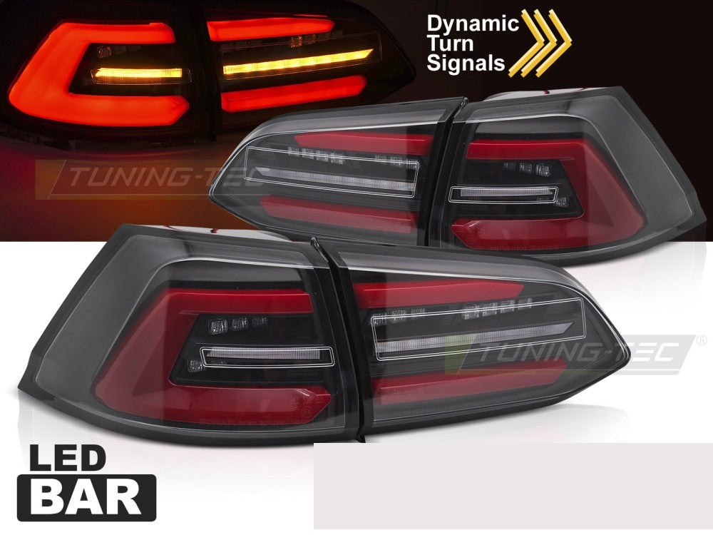 Sekvensiell LED baklyktsett til Volkswagen Golf 7 facelift i svart finish