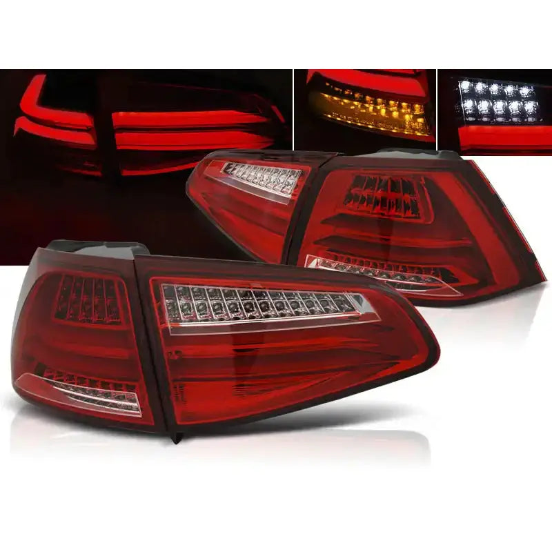 Baklykter Vw Golf 7 13- Red White Full Led Bar - 1