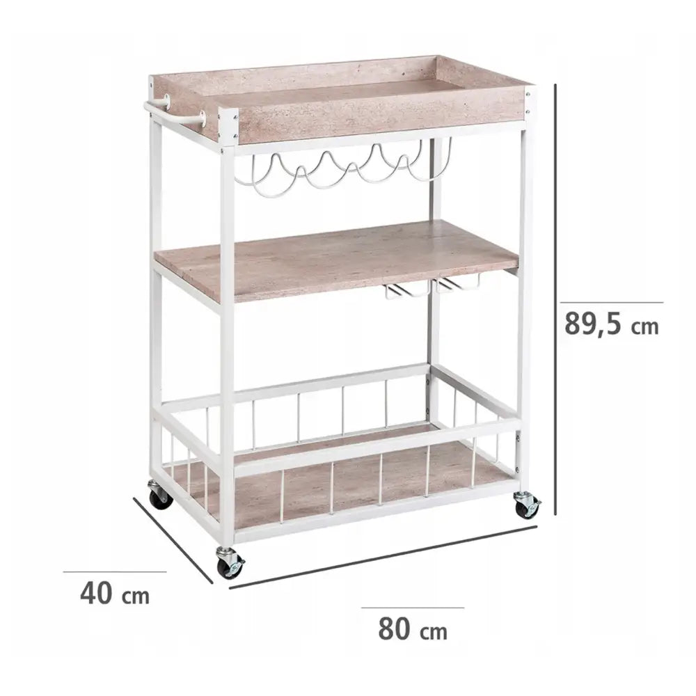 Barek Servantvogn Kjøkkenøy Mobil Bord Med Flaskeholder Hyller - 8