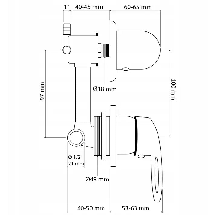 Batteri til Dusjkabinett med Hydromassasje 10 Cm / 3 Funksjoner