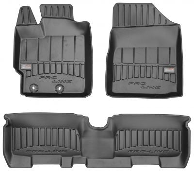 Frogum 3D Premium gulvmatter til Toyota Yaris II (2005-2011) – TPE, svart, høy sidekant, sett med 3 stk.