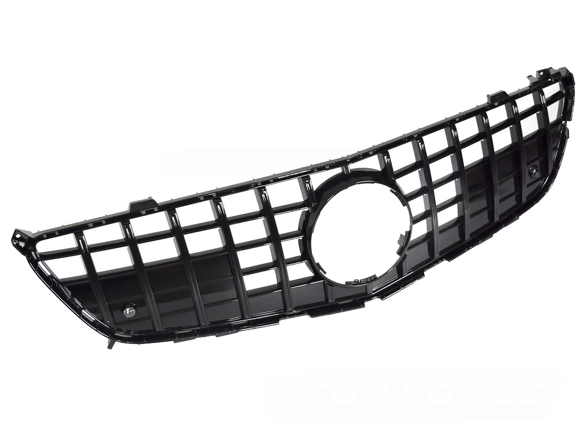 Grill til Mercedes SL R231 11-16 i blank sort sett rett forfra på hvit bakgrunn.