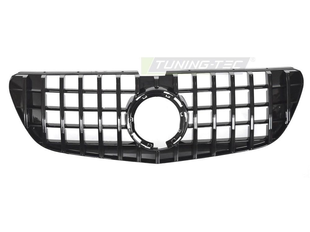 Detaljbilde av Grill Mercedes Vito W447 19-23 blank sort med sport-mønster og emblemfeste.