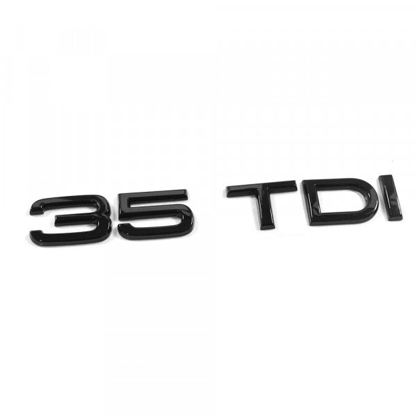 Emblem/logo til Audi 35 TDI Black Glossy med svart blank finish til bakluke