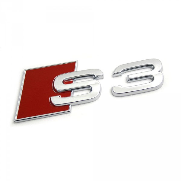 Emblem/logo til Audi S3 Chrome i krom ABS-materiale, montert på bakluke
