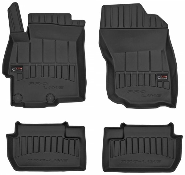 Frogum 3D Premium gulvmatter i TPE til Mitsubishi Lancer VIII 2007–2017 – svart, 4-delers sett med høy sidekant
