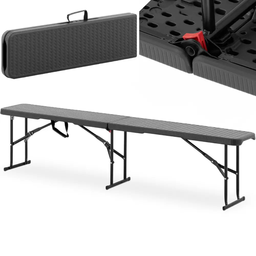 Benk Catering Svart Utendørs Sammenleggbar Opptil 300 Kg 183 x 30 x 43 Cm - 1