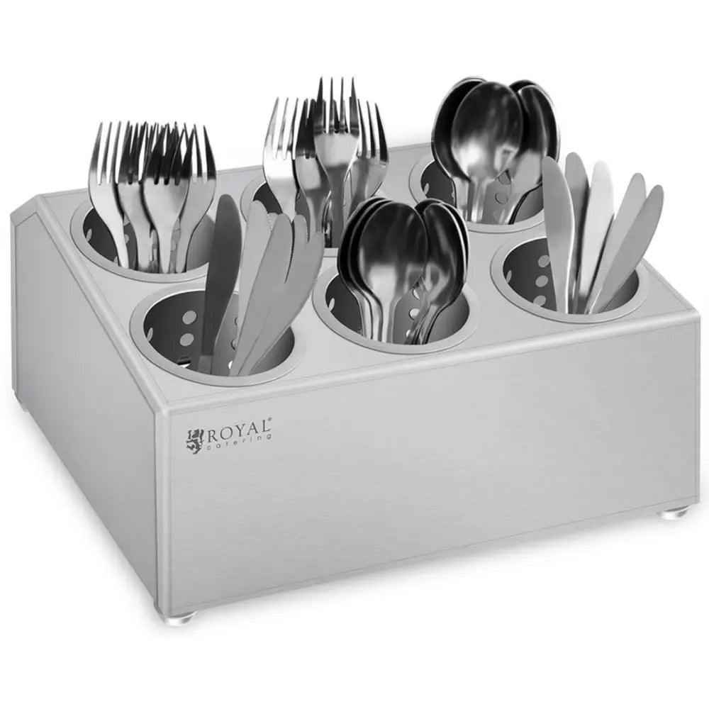 Bestikkoppbevaringsboks Med 6 Innsatser For Gafler Skjeer Og Kniver Rustfritt Stål Fra Royal Catering. - 2