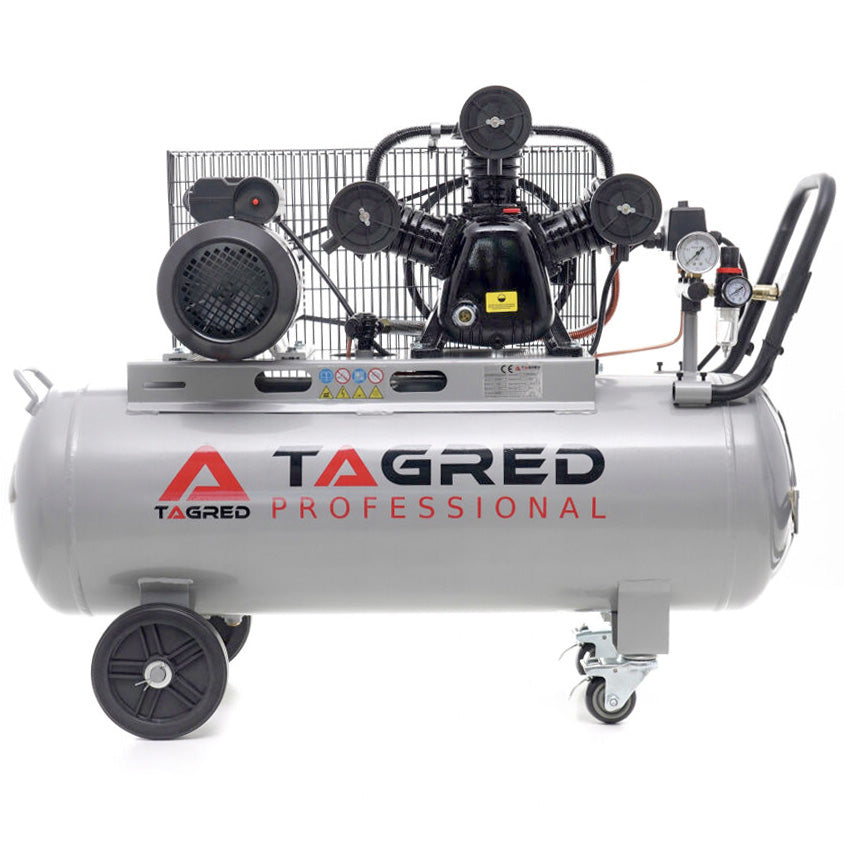 Kompressor Tagred TA324 oljekompressor med 100 liters tank sett forfra