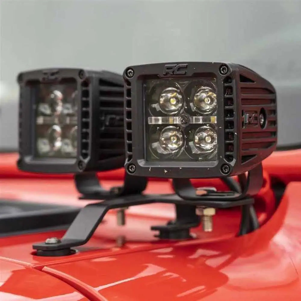 Bil Tilleggslys Led 2’ Firkantet Hvit Drl Rough Country Black Series - Jeep Wrangler Jl 4 d 18- - 3