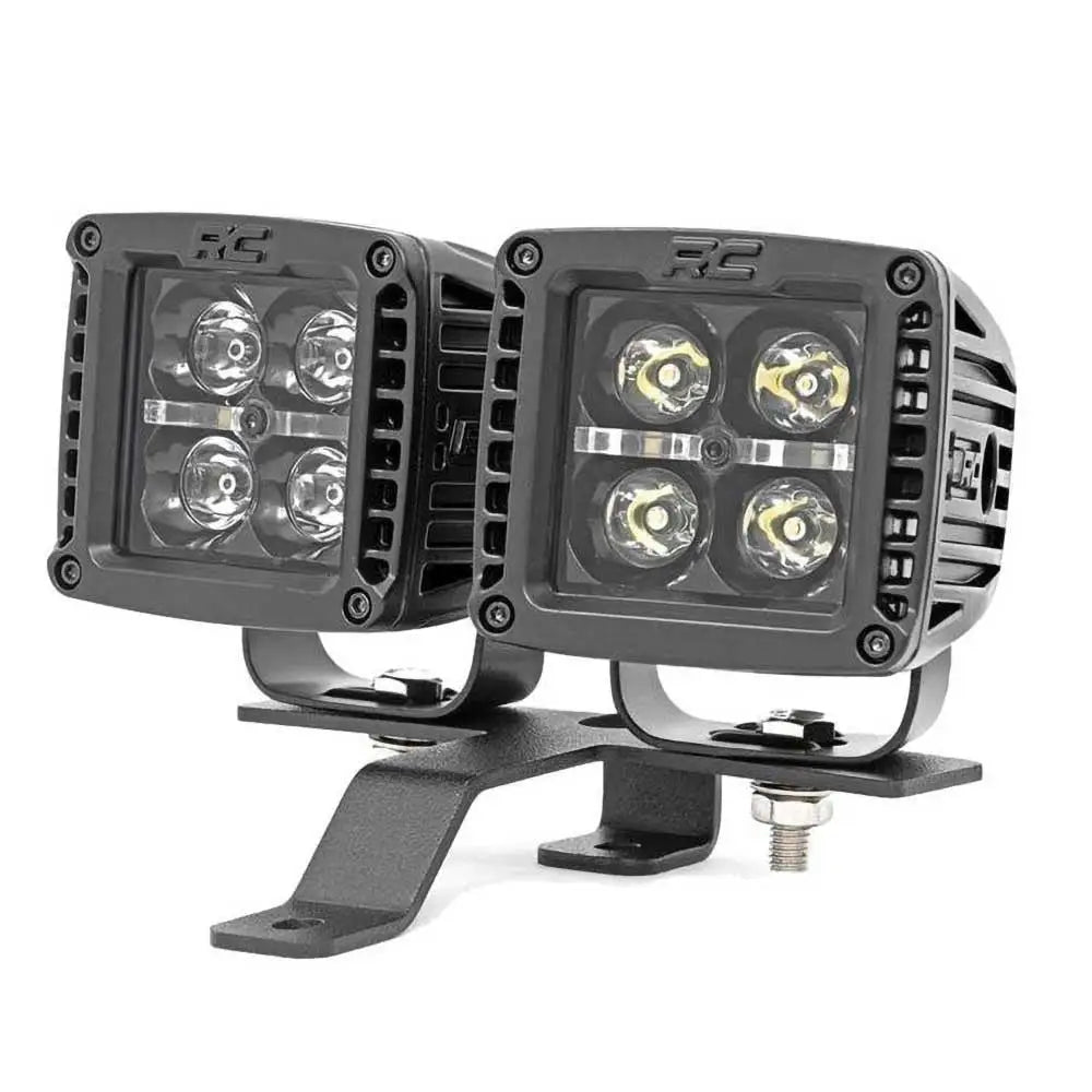 Bil Tilleggslys Led 2’ Firkantet Hvit Drl Rough Country Black Series - Jeep Wrangler Jl 4 d 18- - 2