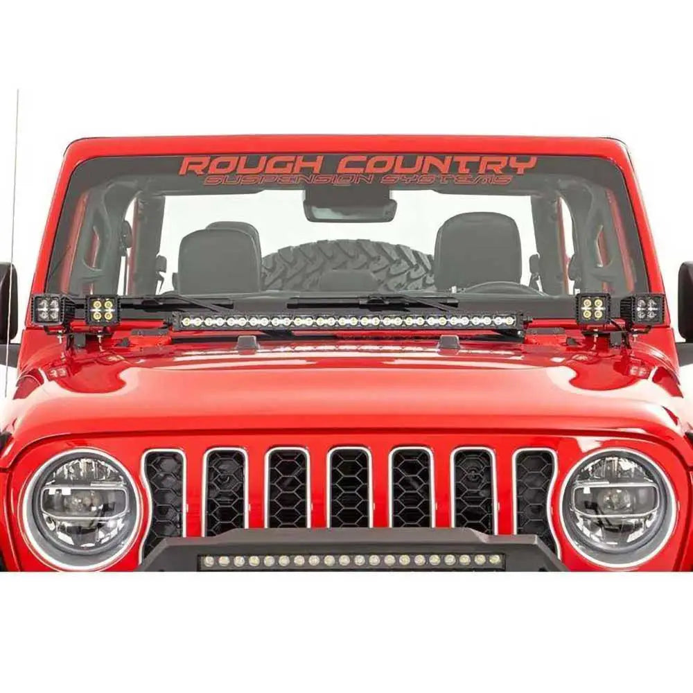 Bil Tilleggslys Led 2’ Firkantet Hvit Drl Rough Country Black Series - Jeep Wrangler Jl 4 d 18- - 5