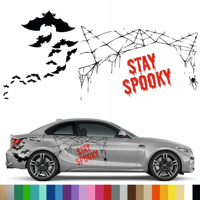 Bilklistermerke Stay Spooky Edderkoppnett Flaggermus Halloween Tåke - 1