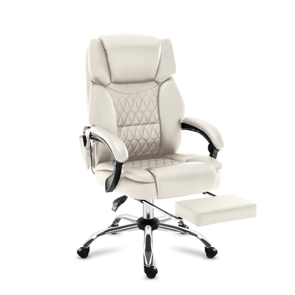 Boss 6.0 Beige kontorstol – sidevisning med uttrekkbar fotstøtte