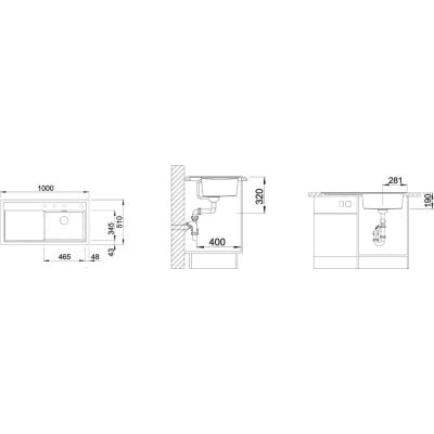 Måltegning Blanco Zenar XL 6 S – mål 1000x510 mm