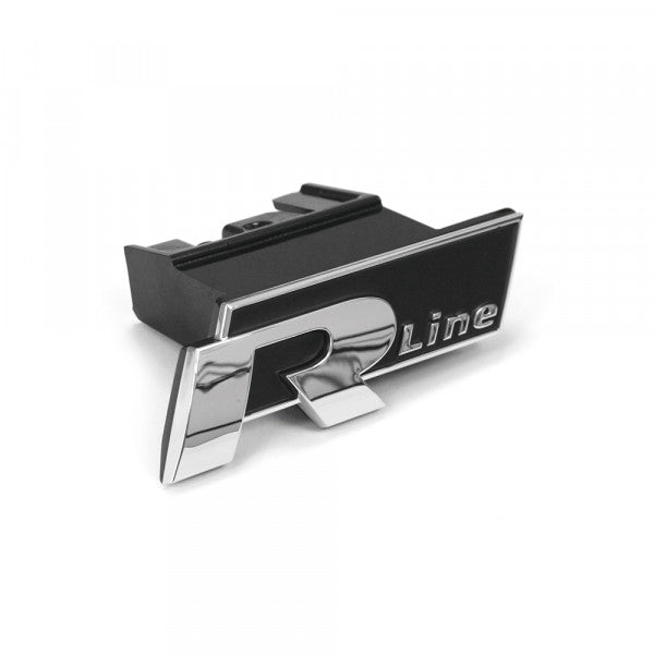 Emblem/logo til VW T-Cross R-Line > High-gloss Black / Glossy Chrome i ABS med perfekt passform til frontgrill