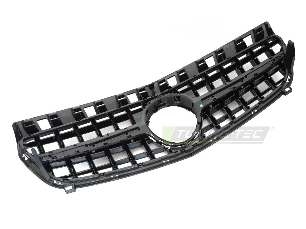 Grill Mercedes A-Klasse W176 12-15 blank sort med festedetaljer.