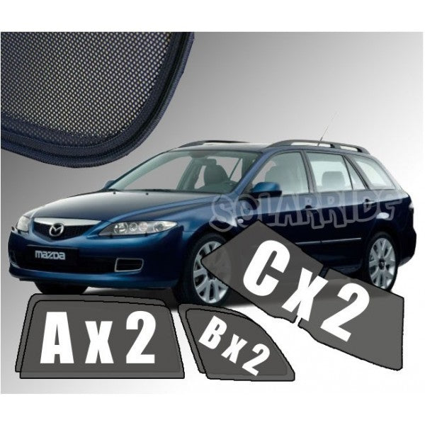 Sr solskjerm i akryl til Mazda 6 (GG/GY) Stasjonsvogn I for bedre ventilasjon og regnbeskyttelse