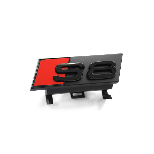 Emblem/logo til Audi S8 (D5) Black Glossy i svart blank finish med perfekt passform til frontgrillen