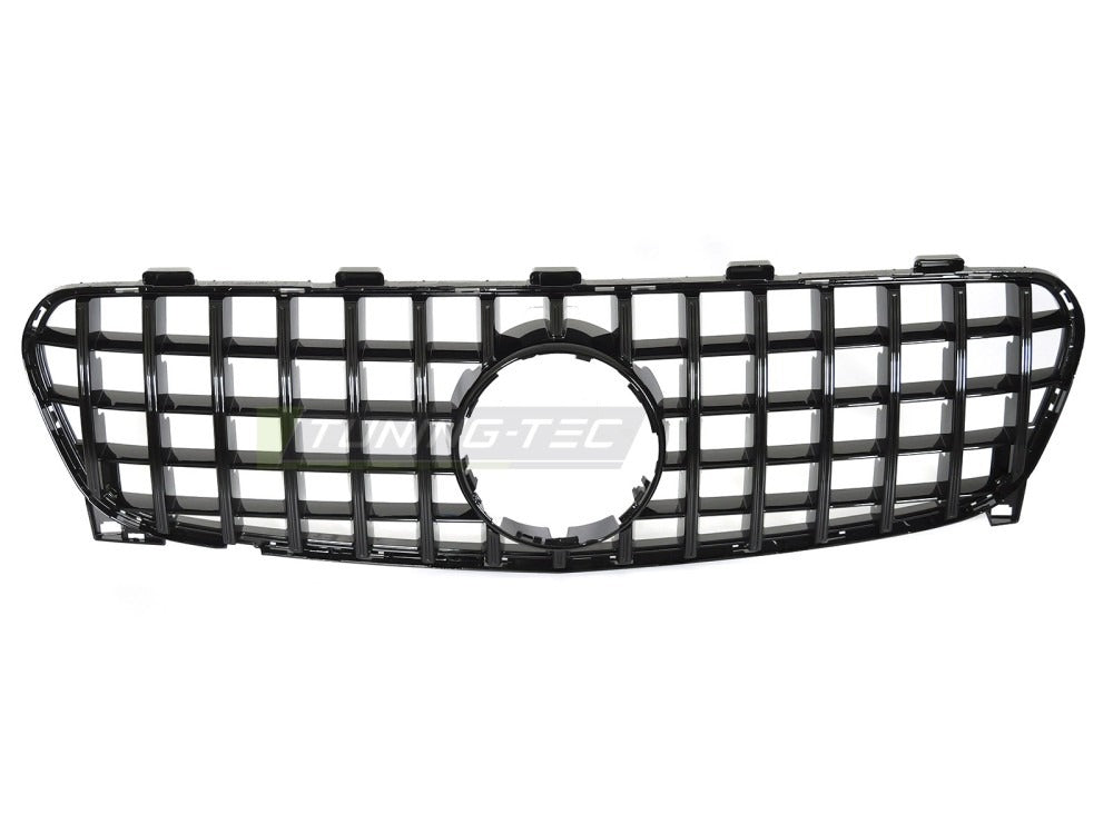 Detaljbilde av Grill Mercedes GLA X156 16-19 blank sort med sport-mønster og emblemfeste.