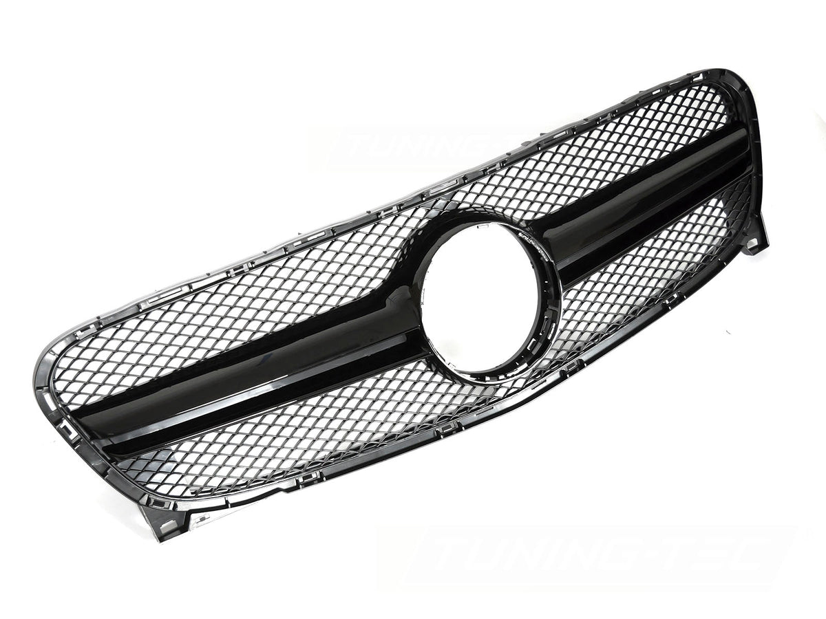 Grill Sport Blank Sort til Mercedes GLA X156 13-16 sett rett forfra på hvit bakgrunn.