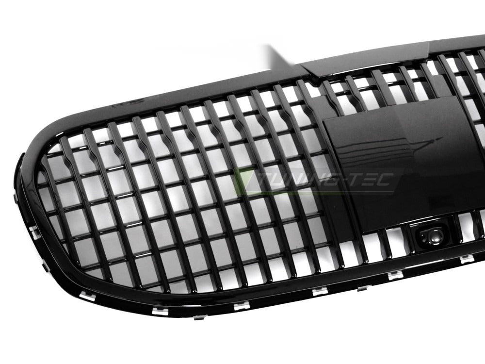 Grill Mercedes GLS X167 19-23 sett fra siden, lamell-mønster og struktur synlig.