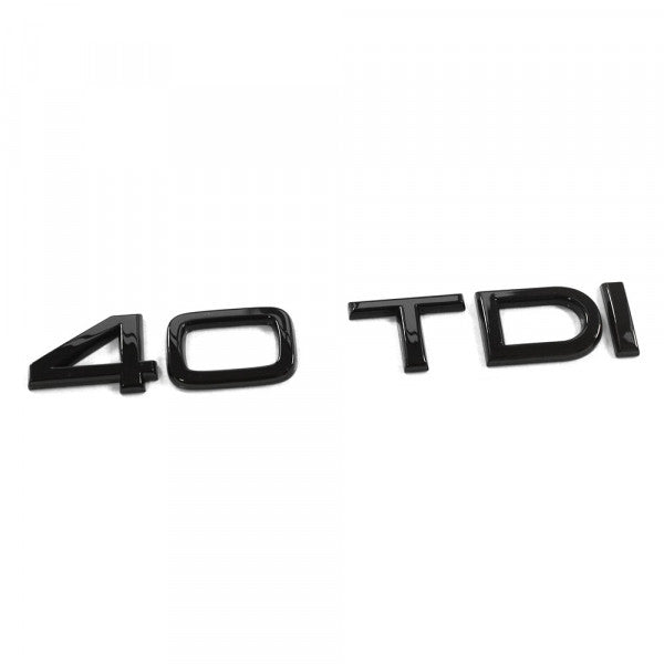 Emblem/logo til Audi 40 TDI Black Glossy i svart blank utførelse for bakluke