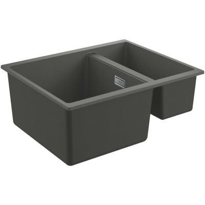 Grohe K500 kjøkkenvask i granitt grå grafitt/onyx med 1 1/2 kum sett ovenfra
