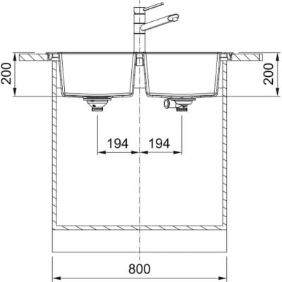 Måltegning Franke Sirius 2.0 – mål 860x500 mm