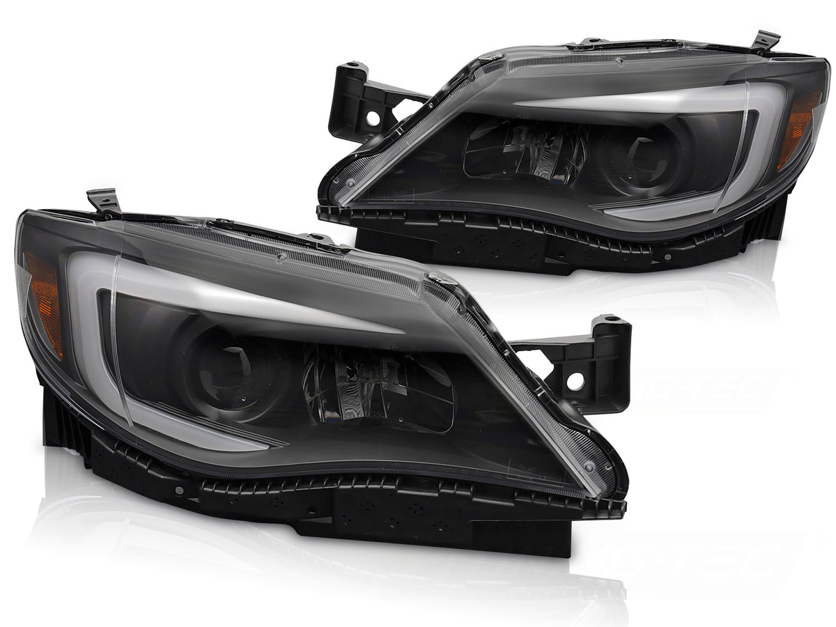 Frontlykter Subaru WRX (2008–2014) Tube Light Svart - LPSU28