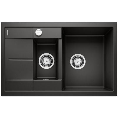 Blanco Metra 6 S Compact kjøkkenvask i svart granittkompositt 780x500 mm sett ovenfra