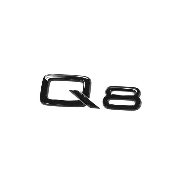 Originalt Audi emblem/logo til Q8 Black Glossy med svart blank finish - perfekt for bakluke