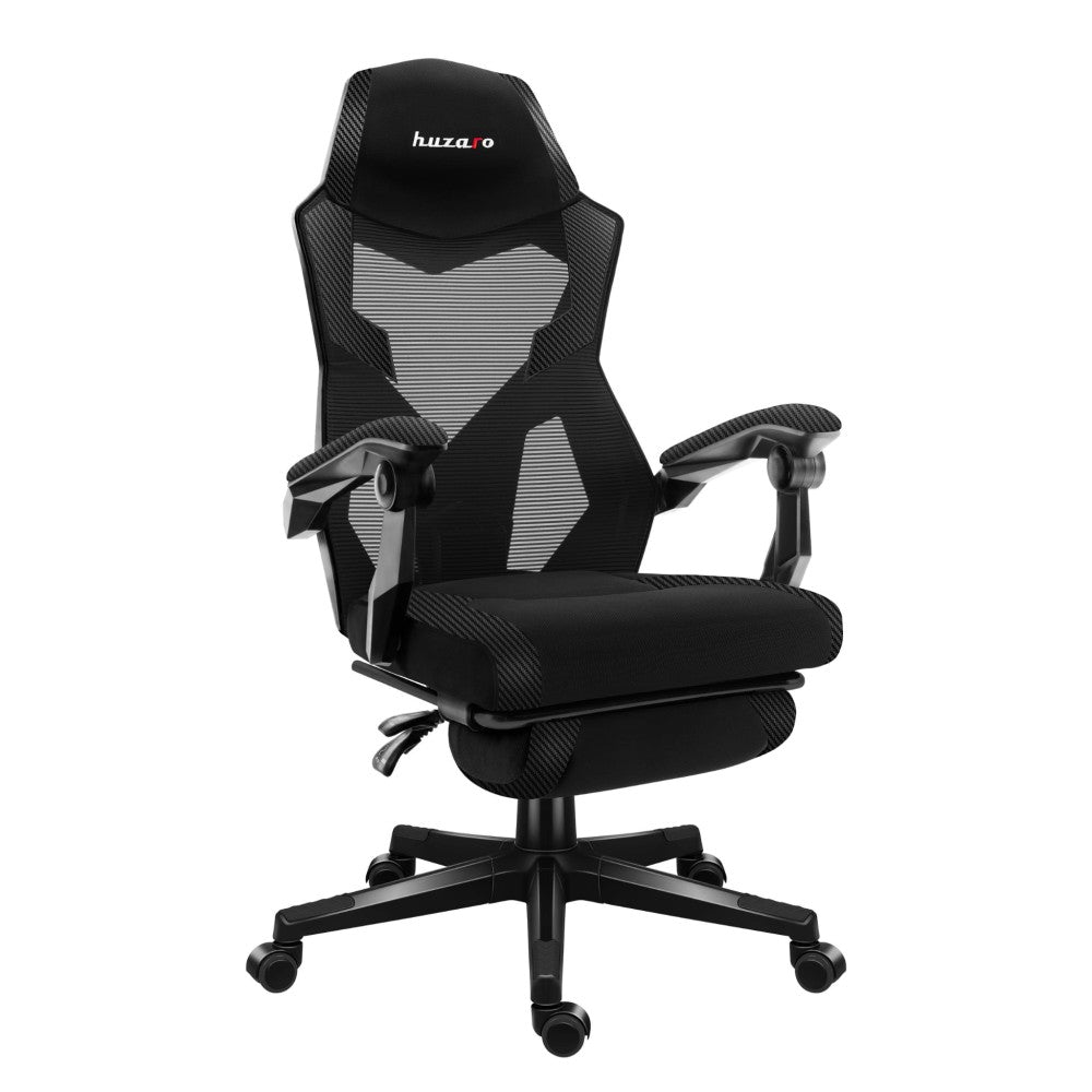Huzaro Combat 3.1 Karbon gamingstol – frontvisning med karbontekstur på ryggpanel