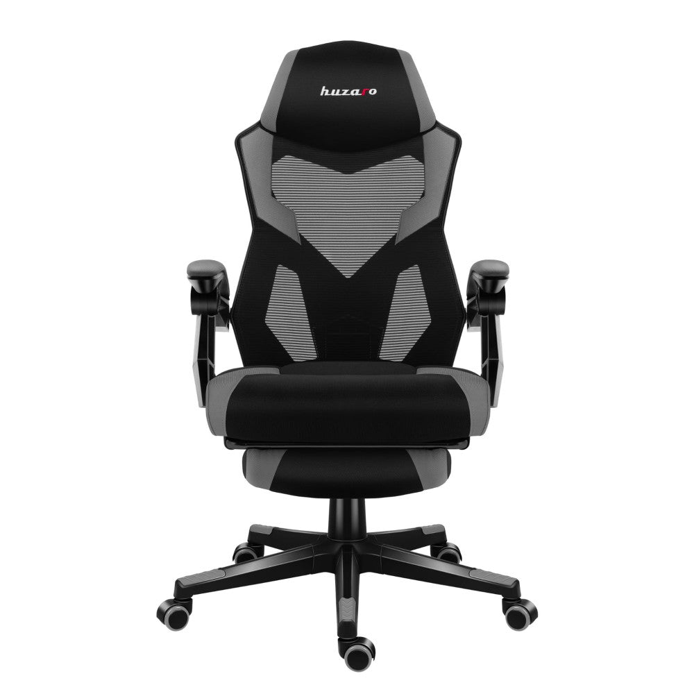 Huzaro Combat 3.1 grå gamingstol med fotstøtte uttrukket