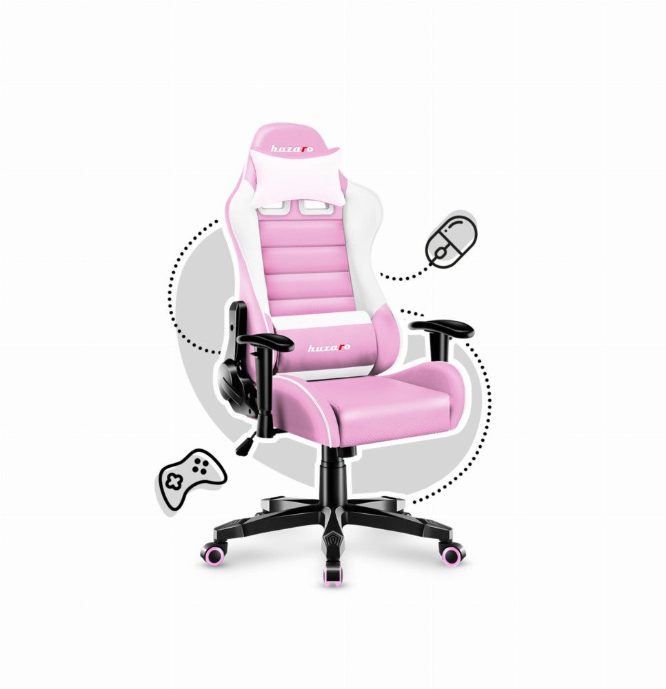 Huzaro Ranger 6.0 Rosa – sidevisning med justerbar armlene og sitthøyde 40–50 cm