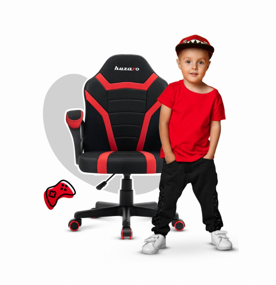 Huzaro Ranger 1.0 gamingstol barn i rød mesh, sett forfra