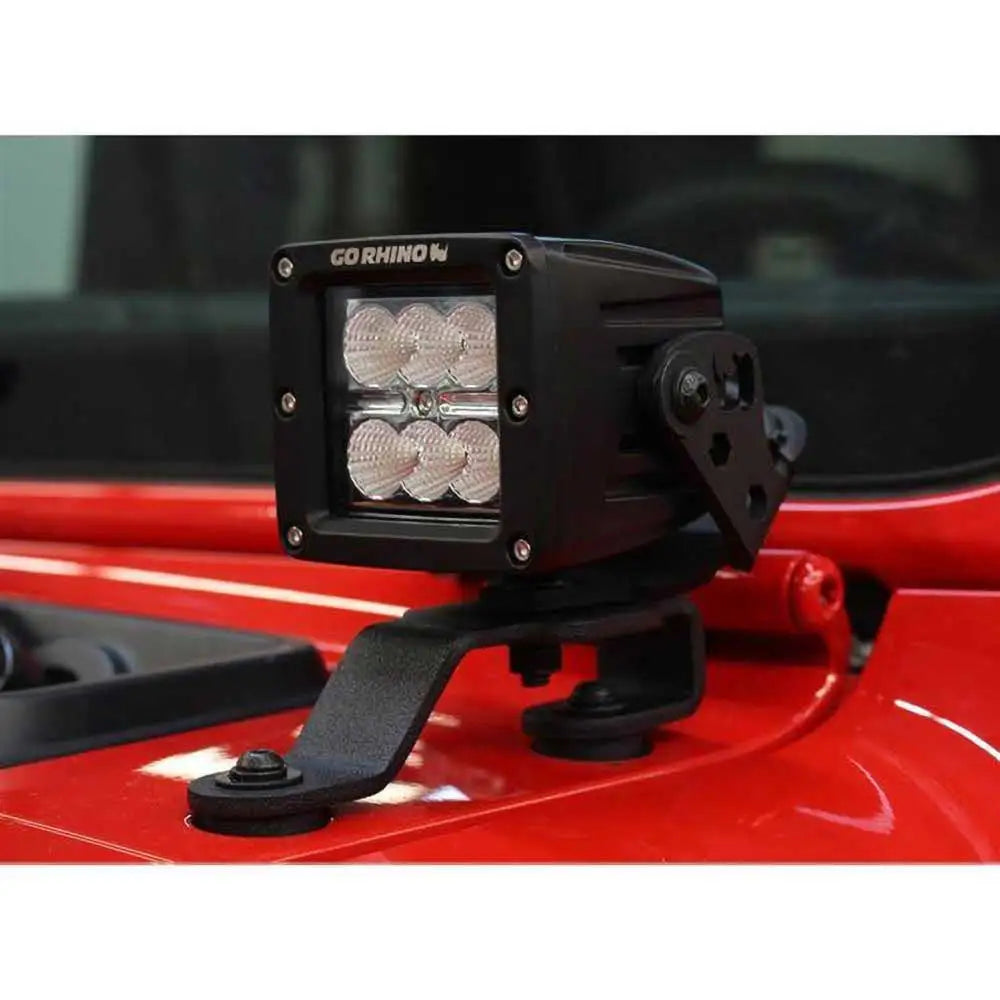 Cube Go Rhino Led Lampefester 3x3’ Under Jeep Wrangler Jl 4 d 18- - 2