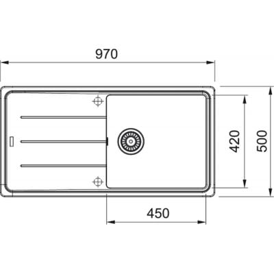 Måltegning Franke Basis BFG 611-97 – mål 970x500 mm