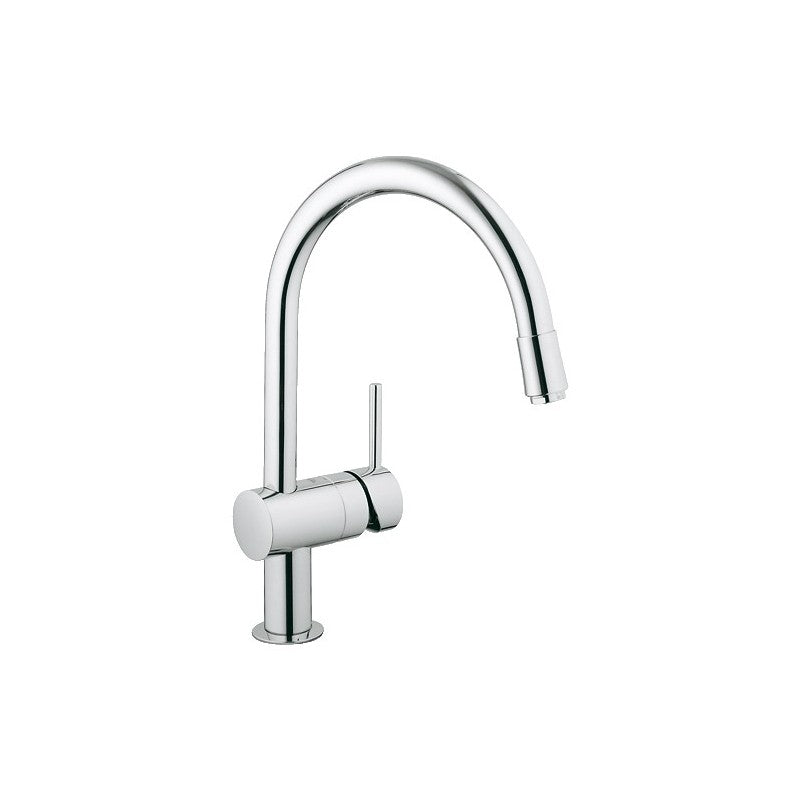 Grohe Minta 32918000 kjøkkenbatteri i krom med høy svingbar tut sett forfra