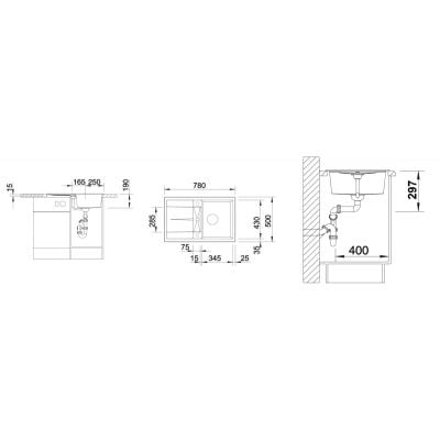 Måltegning Blanco Metra 45 S – mål 780x500 mm