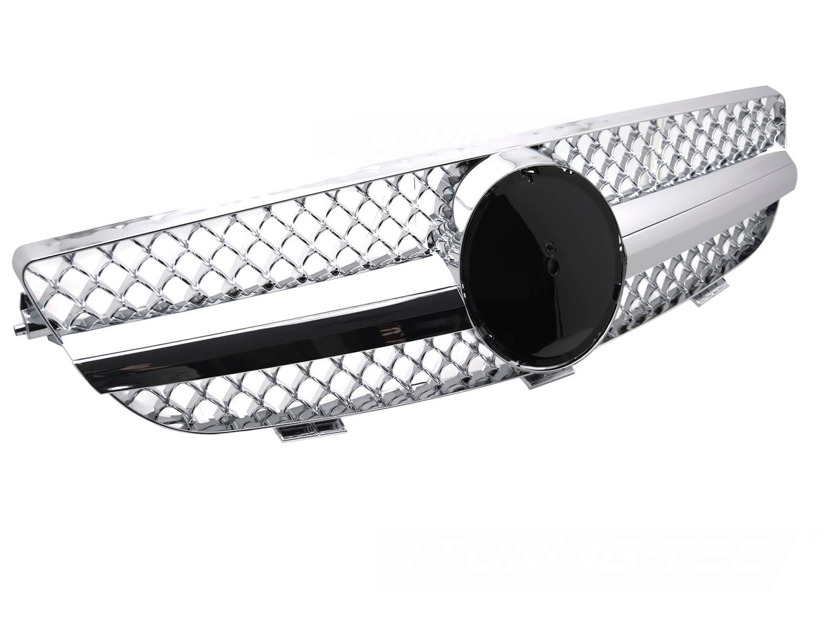 Grill Sport Krom til Mercedes CLK W209 03-10 sett rett forfra på hvit bakgrunn.
