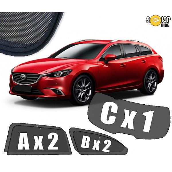 Sr solskjerm i akryl til Mazda 6 (GJ/GL) Stasjonsvogn III med roykfarget finish og enkel montering