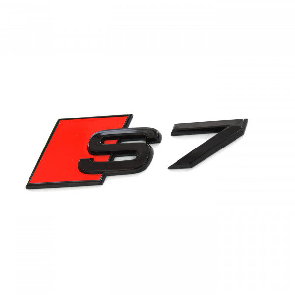 Emblem/logo til Audi S7 Black Glossy / Red i svart blank og rød farge, montert på bakluken