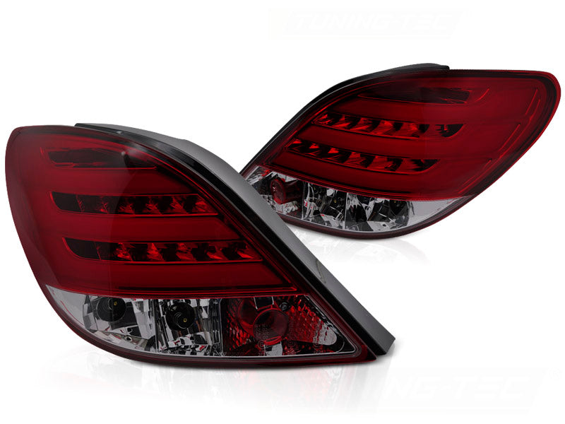 Baklykter LED Bar Red Smoke til Peugeot 207 3D/5D 06-09 sett rett bakfra på hvit bakgrunn.