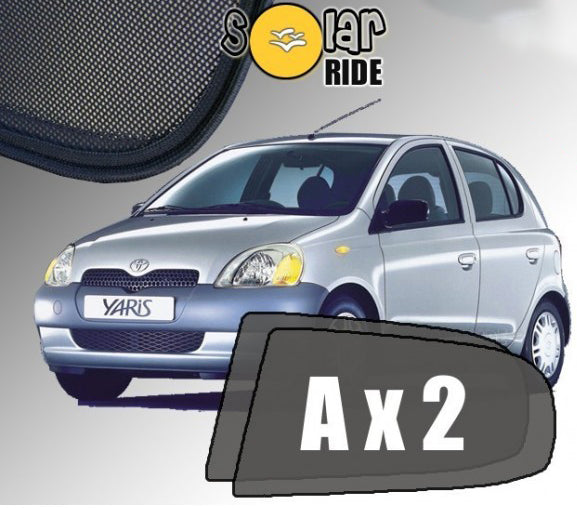 Sr solskjerm i akryl til Toyota Yaris I hatchback, røykfarget og enkel montering med 3M tape